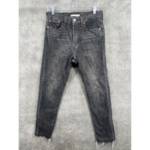 Levis Wedgie Button Fly Skinny Crop Jeans Womens 30 High Rise Raw Hem Stretch